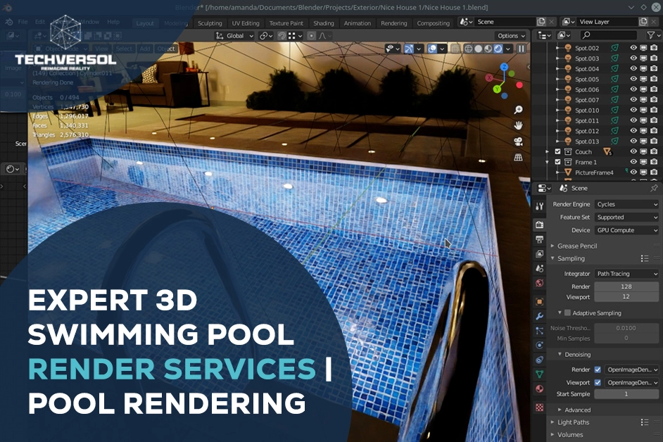 Expert 3D Swimming Pool Render services Pool rendering-Techversol
