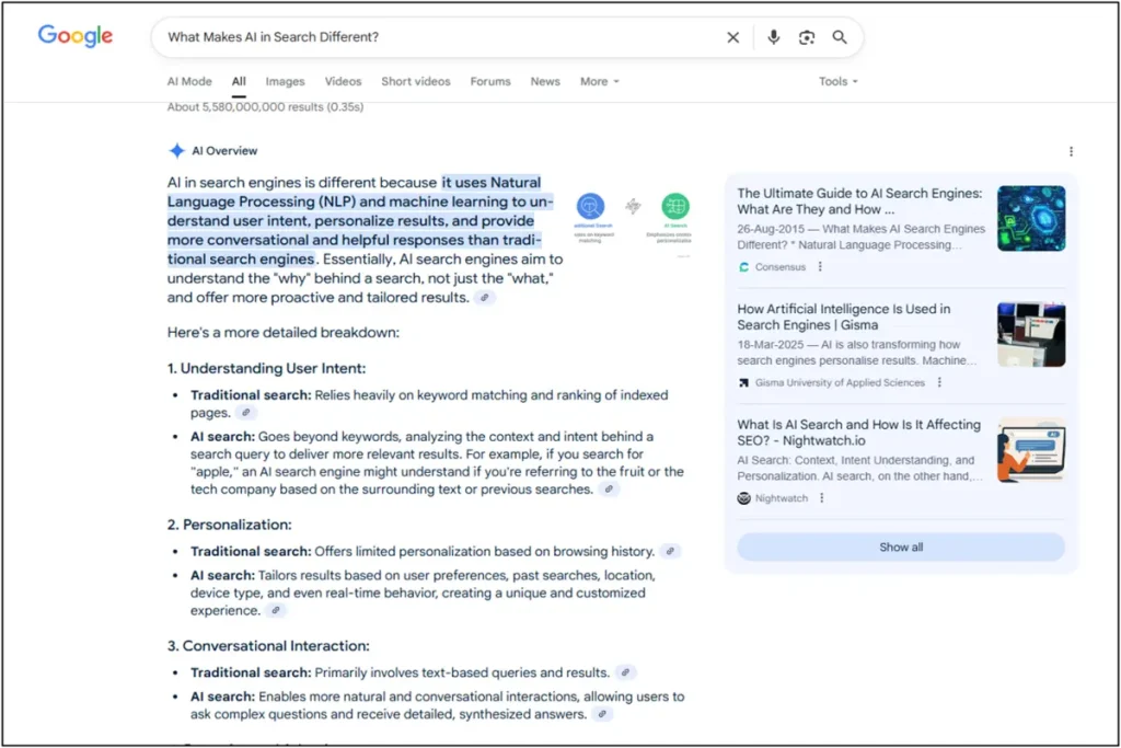 AI in Search Different