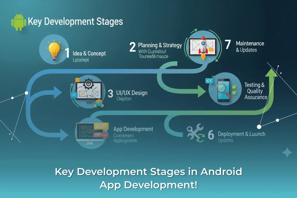 Key development stages in Android app development by Techversol