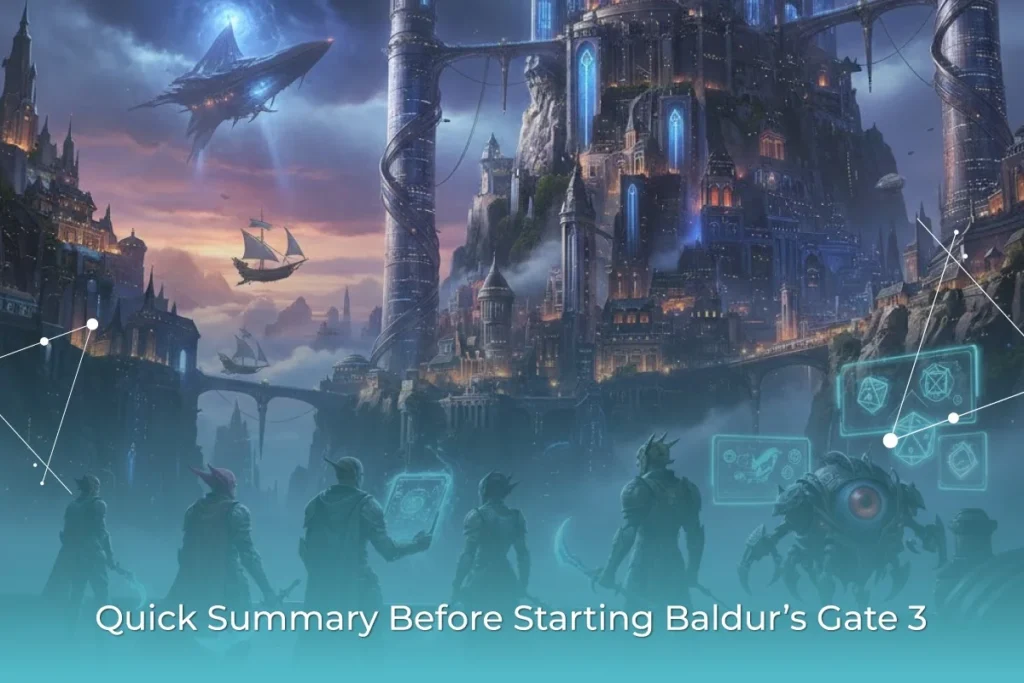 Quick summary guide for Baldur’s Gate 3 showing key characters and starting gameplay overview - Techversol